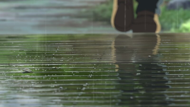 Person Walking in Rain — Green
