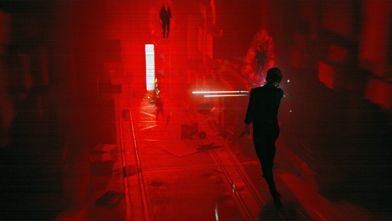 Person Walking in Red Light