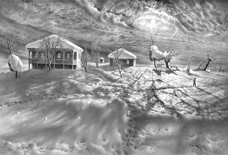 Person Walking in Snow — Black