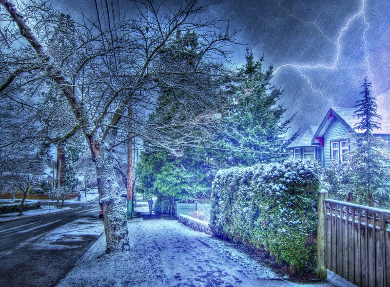 Person Walking in Snow — Blue, Dramatic