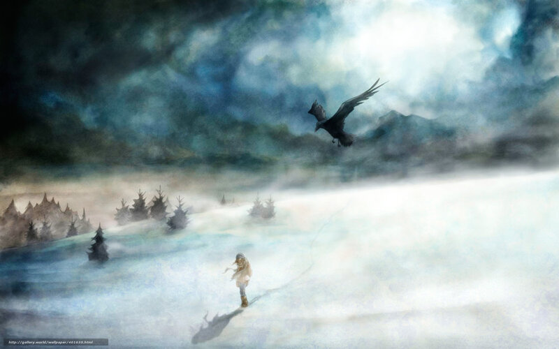 Person Walking in Snow — Blue, Dramatic, Winter