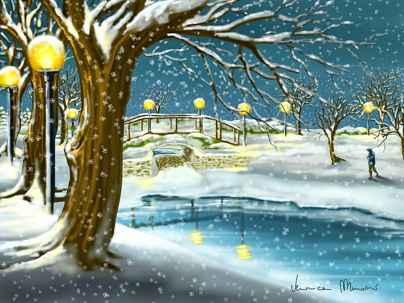 Person Walking in Snow — Blue, Serene, Winter