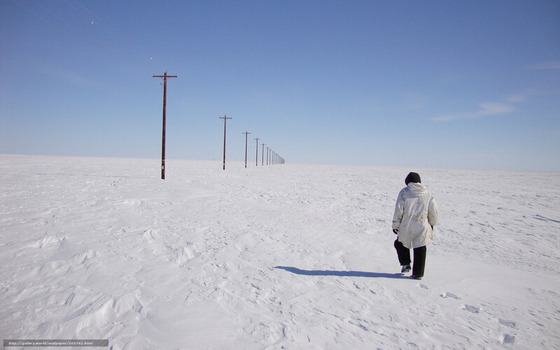 Person Walking in Snow — White, Desolate, Winter