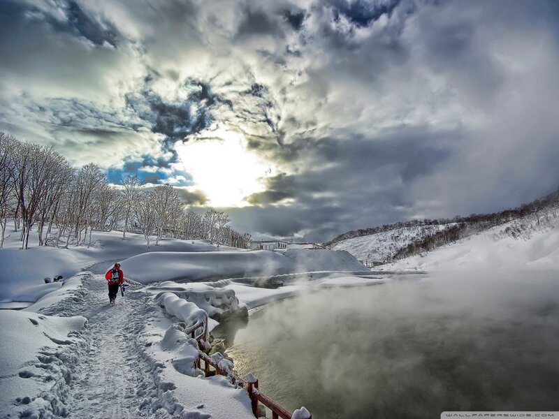 Person Walking in Snow — White, Dramatic