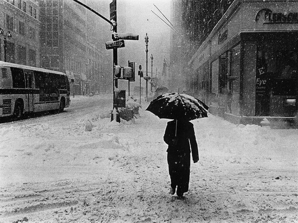 Person walking in snowstorm