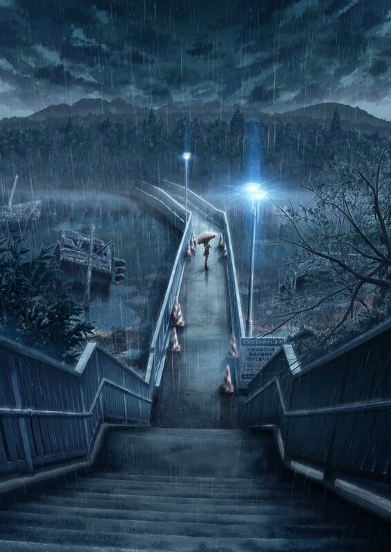 Person walking in the rain