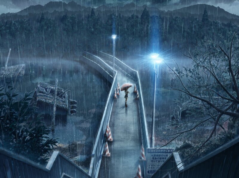 Person walking in the rain