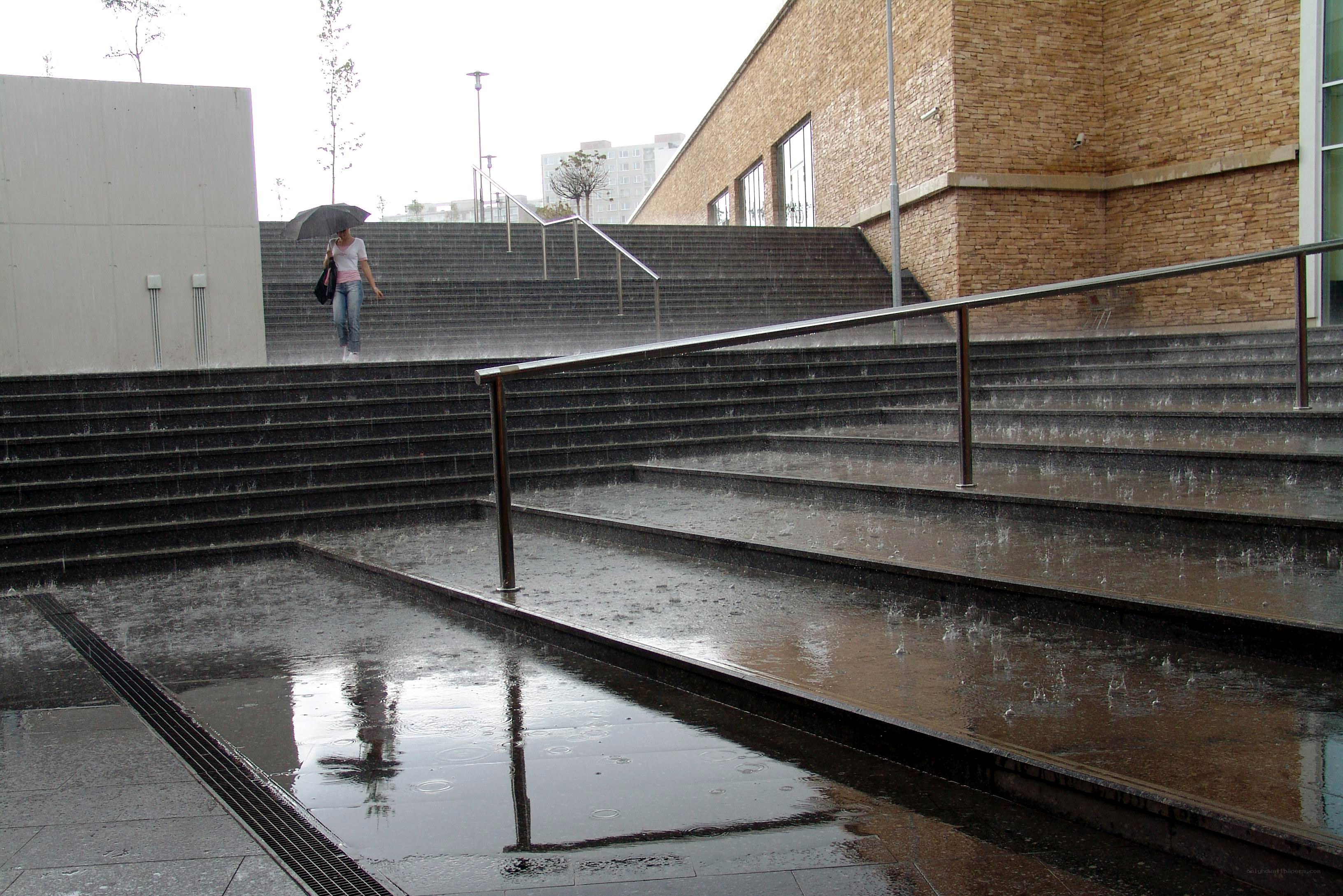 Person walking in the rain