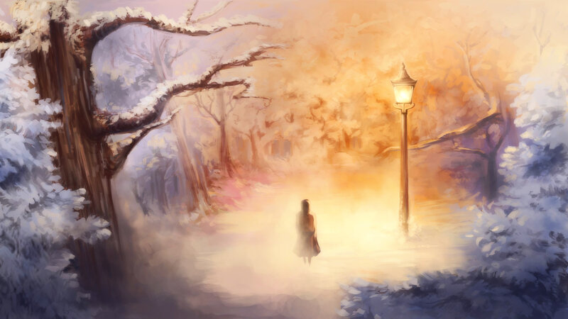 Person Walking in Winter — Orange