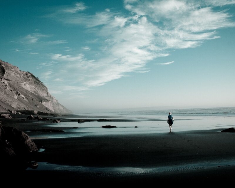 Person walking on a beach