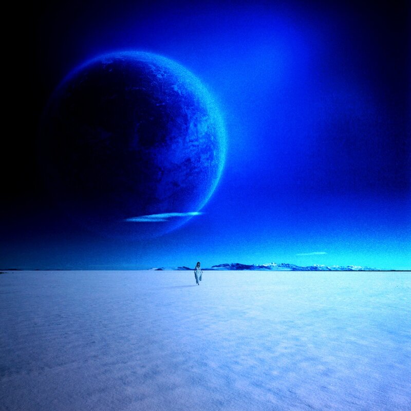 Person walking on alien planet