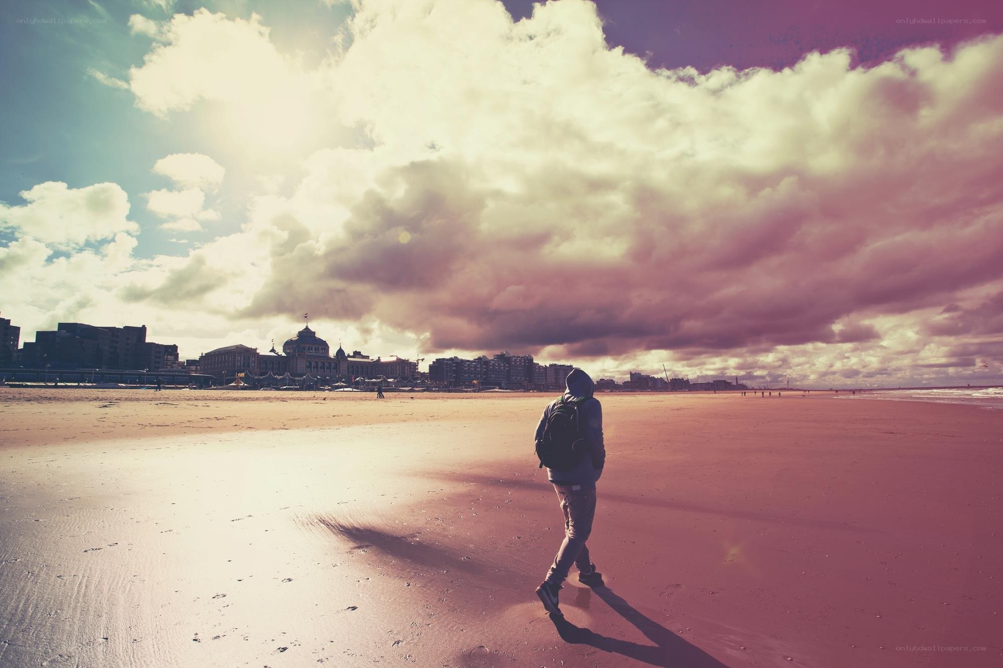 Person walking on beach