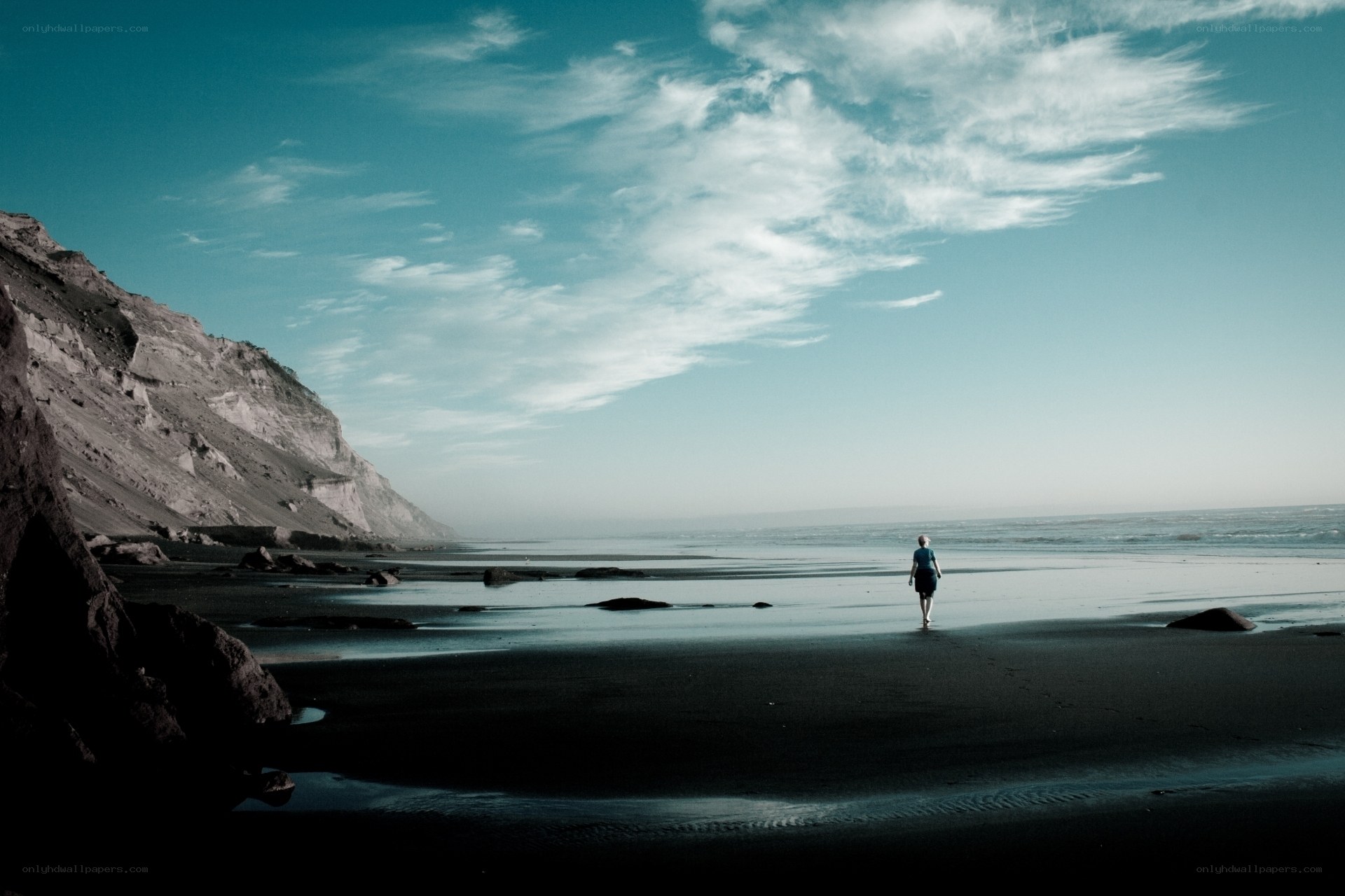 Person walking on beach