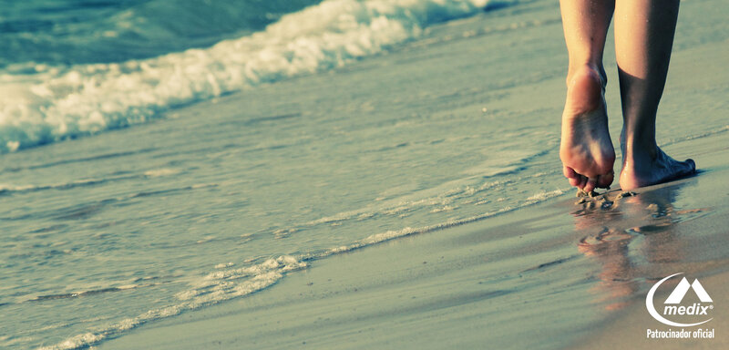 Person Walking on Beach — Blue, Serene, Sunset