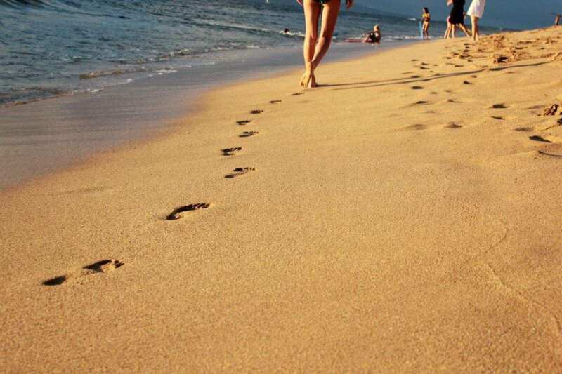 Person Walking on Beach — Brown