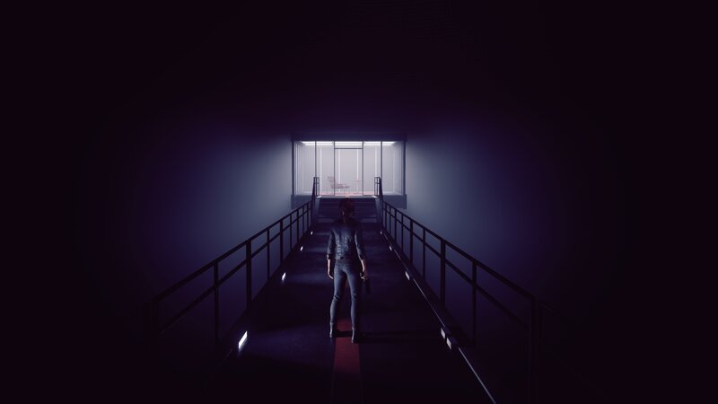 Person Walking on Bridge — Black, Dark