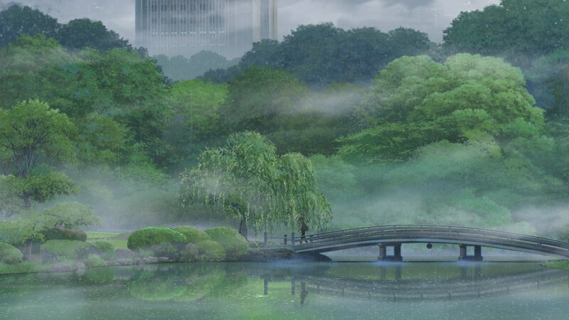 Person Walking on Bridge — Green, Serene, Spring