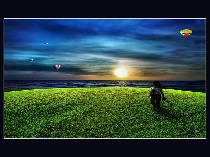 Person Walking on Grass — Green