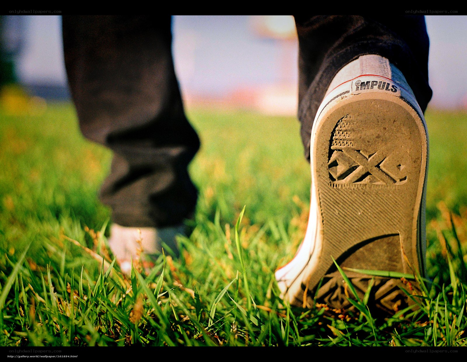 person walking on grass