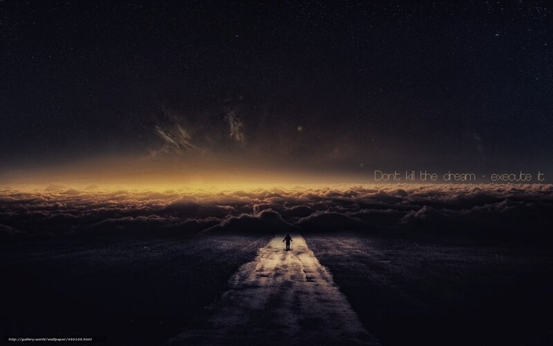 Person Walking on Path — Black, Dramatic, Night, Digital Art, Clouds