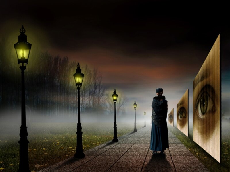 Person Walking on Path — Black, Mysterious