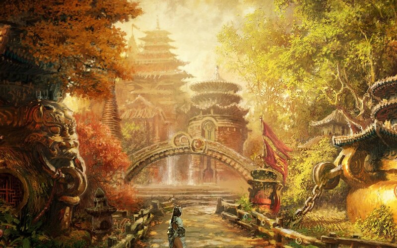 Person Walking on Path — Gold, Serene