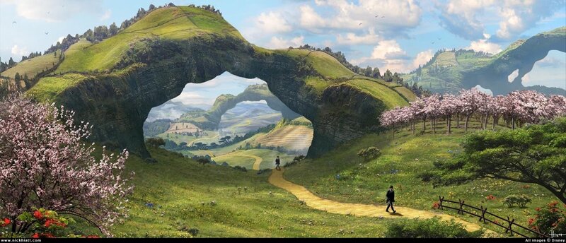 Person Walking on Path — Green, Serene, Spring, Digital Art