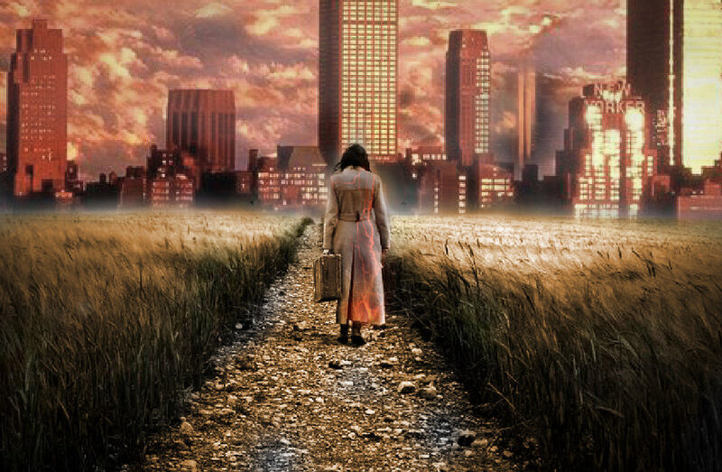 Person Walking on Path — Orange