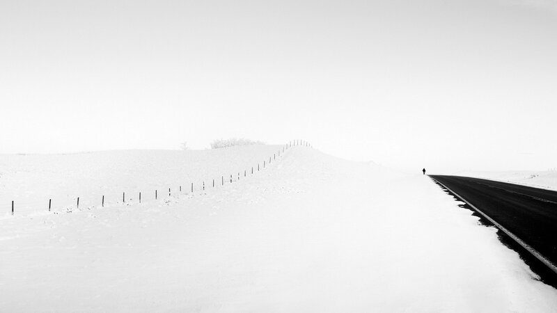 Person Walking on Road — Black, Desolate
