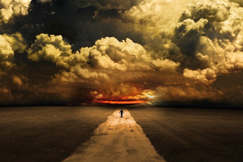Person Walking on Road — Brown