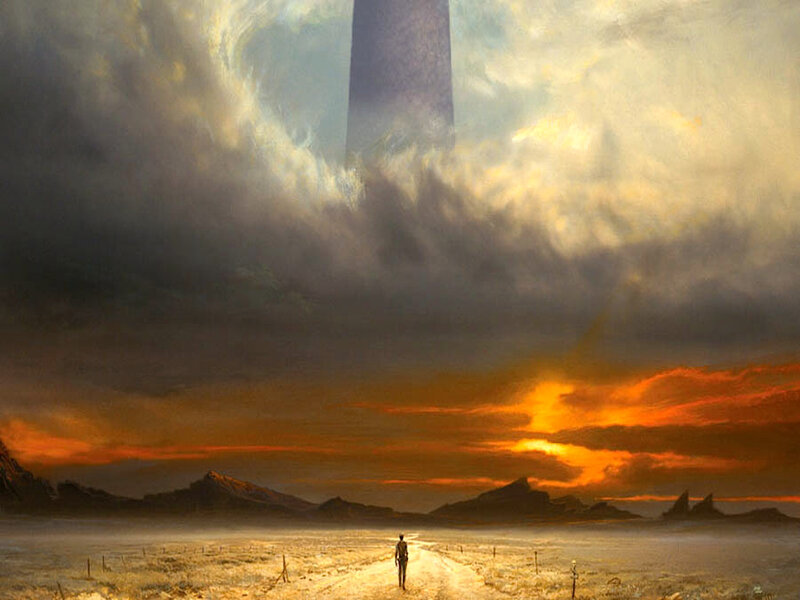 Person Walking on Road — Orange, Dramatic, Sunset