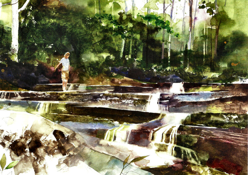 Person Walking on Rocks