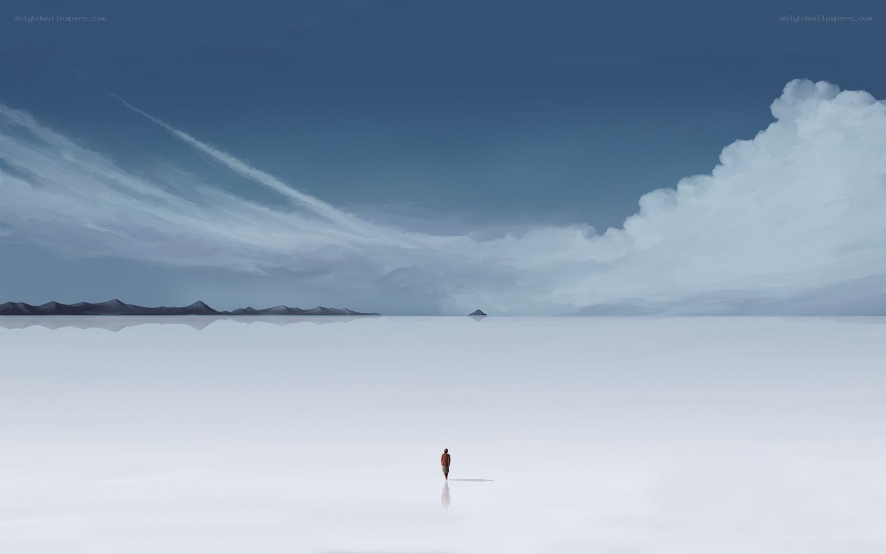 person walking on salt flat