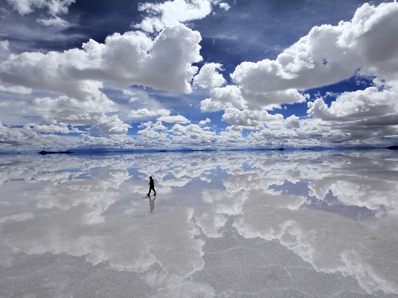 Person walking on salt flat