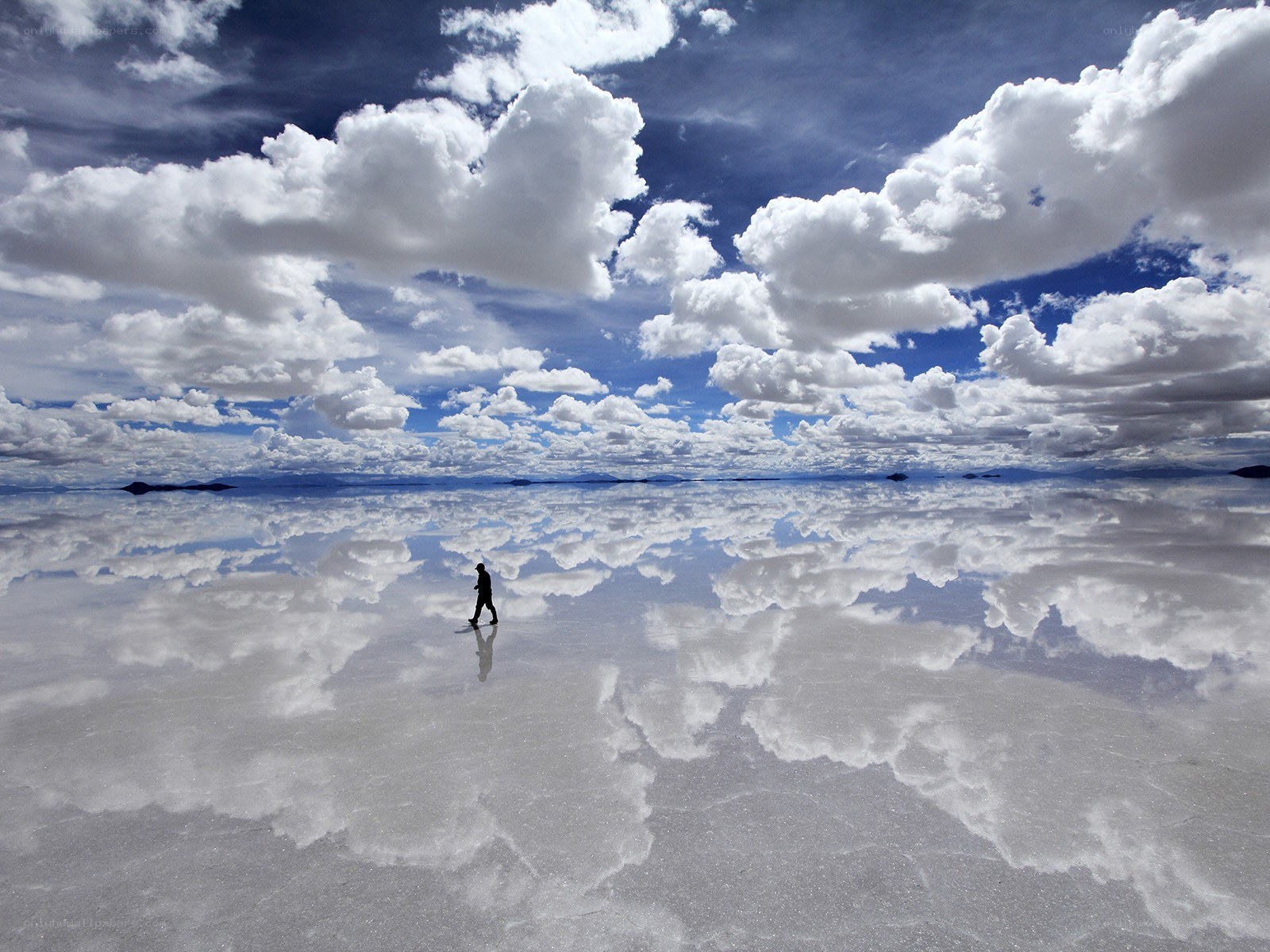Person walking on salt flat