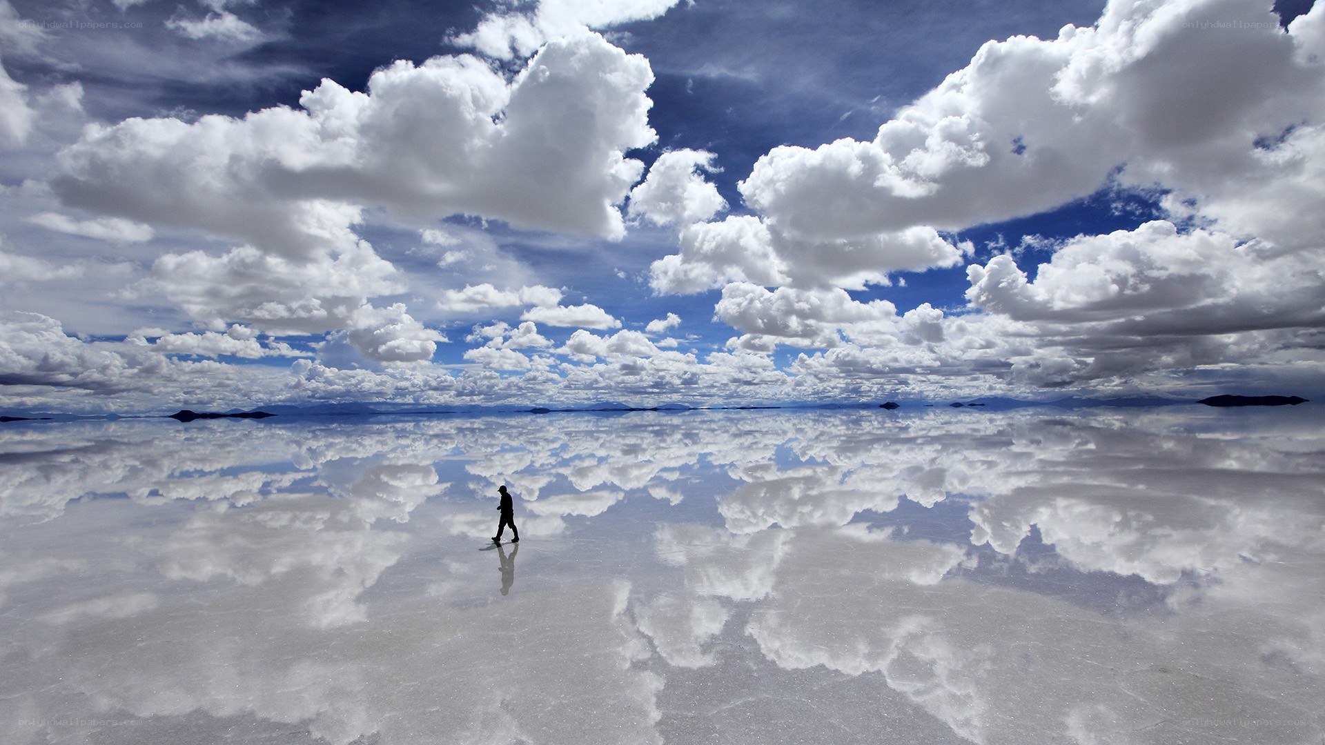 Person walking on salt flat