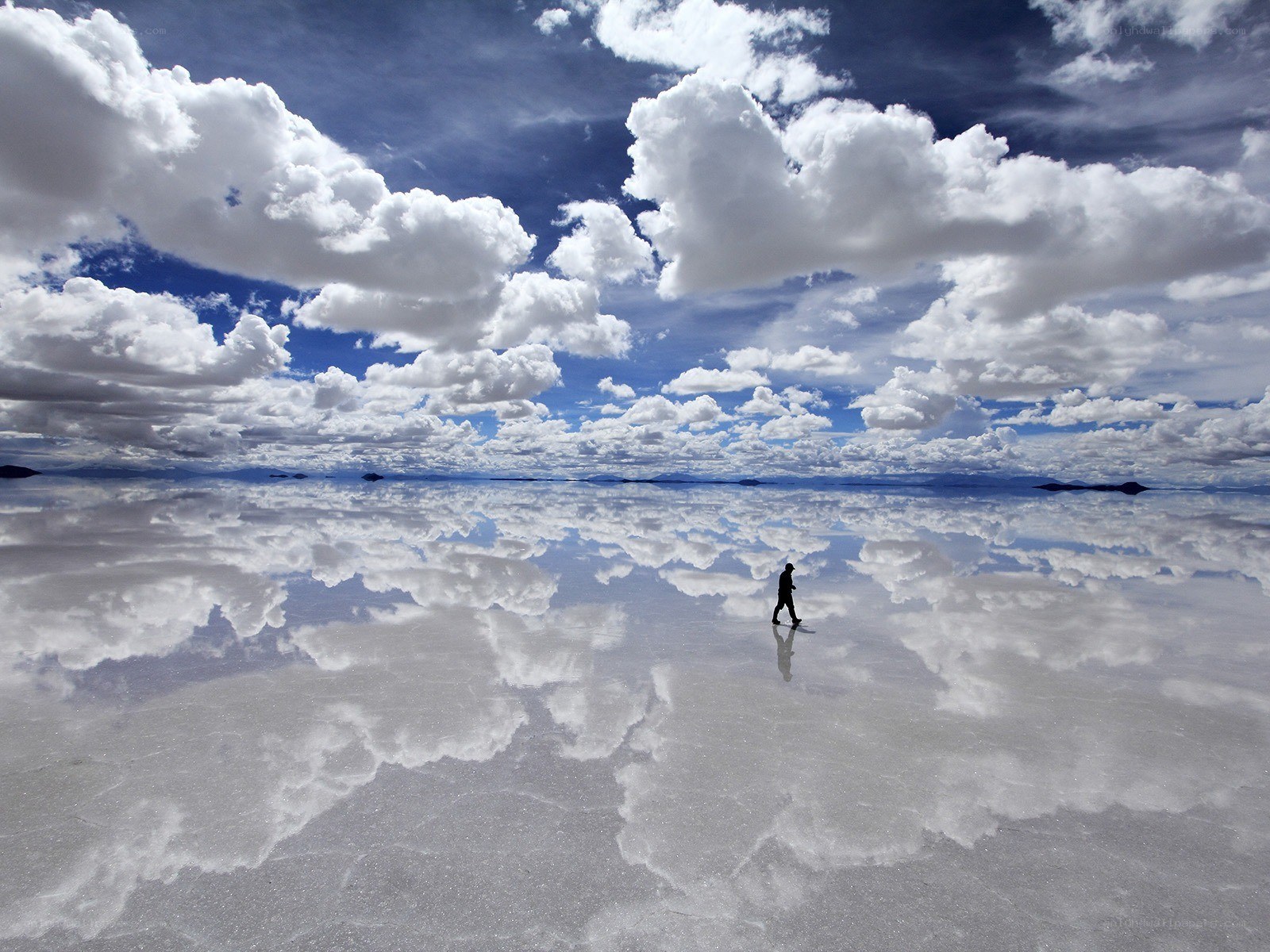 Person walking on salt flat