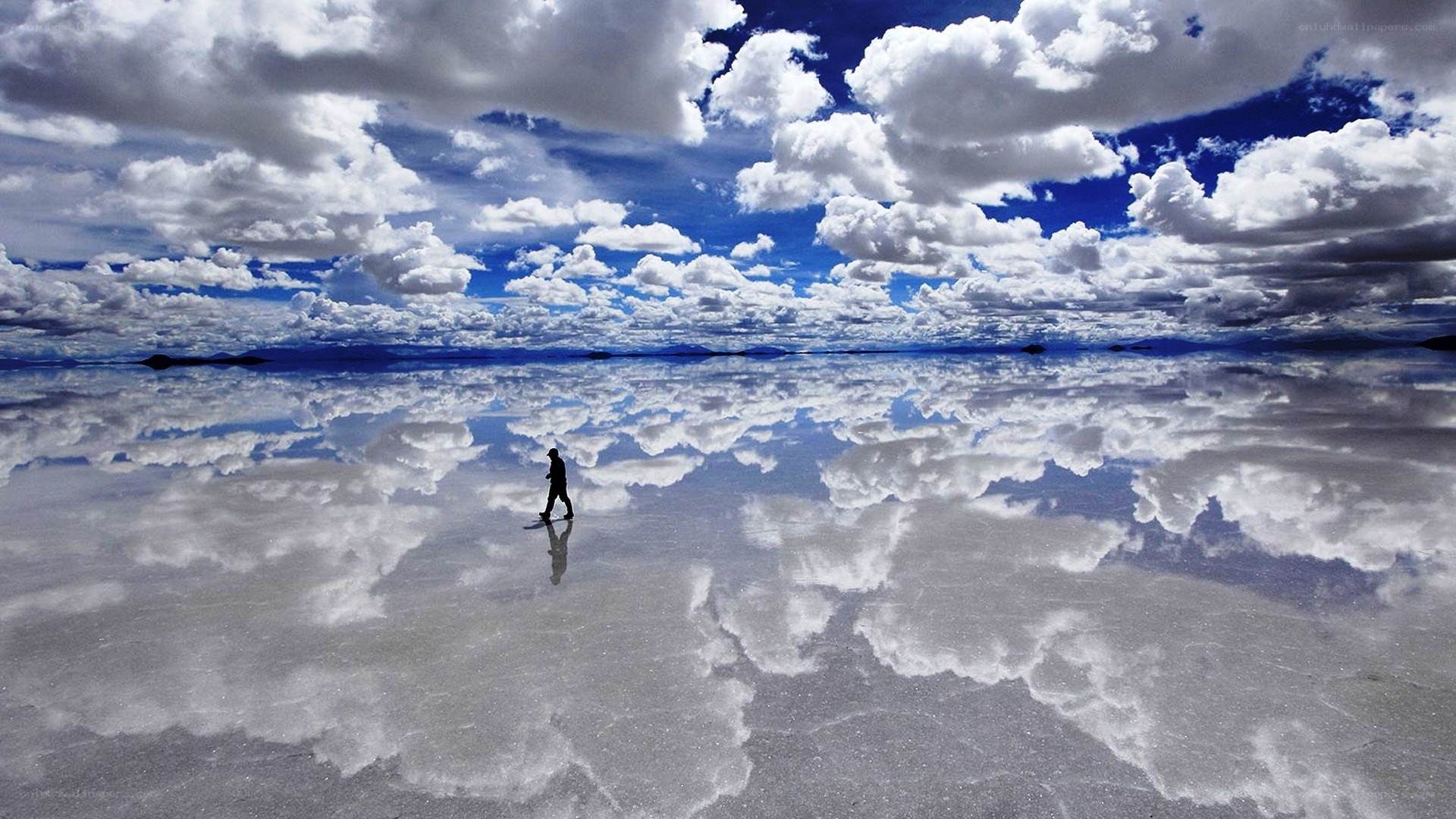 Person walking on salt flat