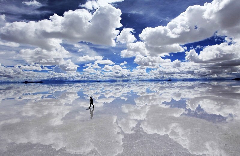 Person walking on salt flat