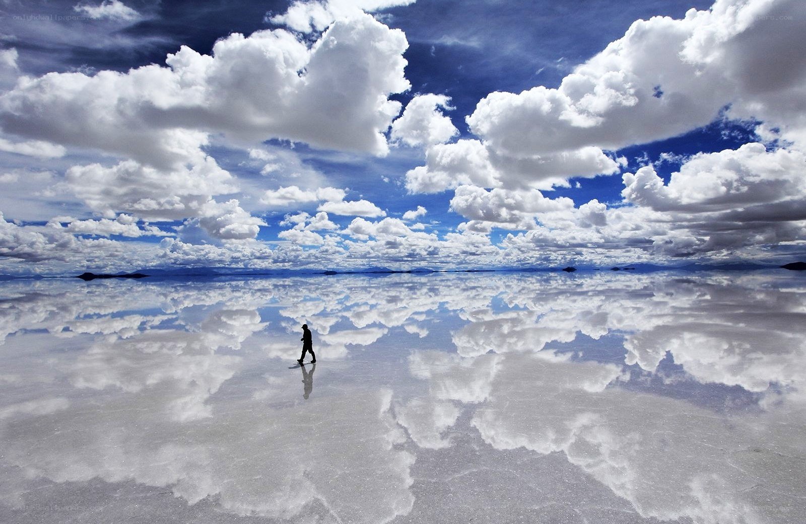 Person walking on salt flat