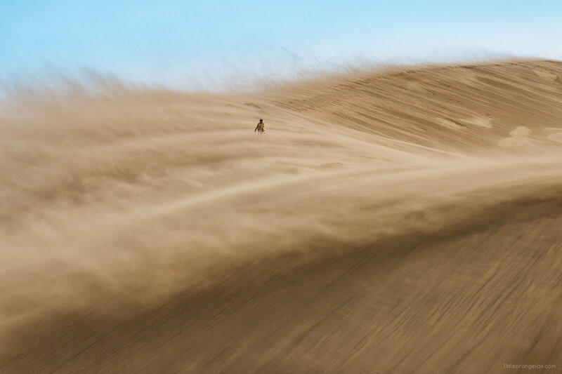 Person Walking on Sand Dune — Brown