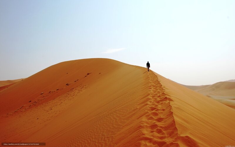 Person Walking on Sand Dune — Orange, Serene