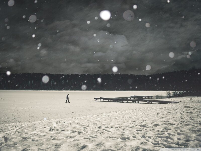 Person Walking on Snow