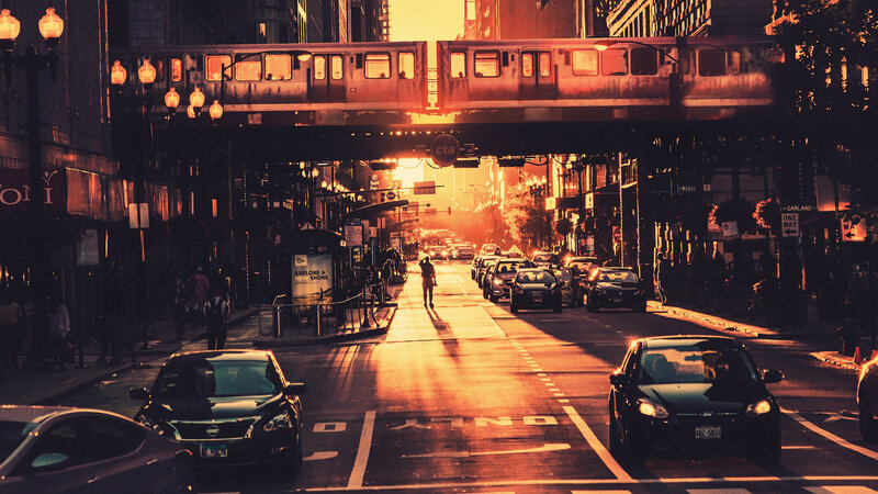 Person Walking on Street — Orange