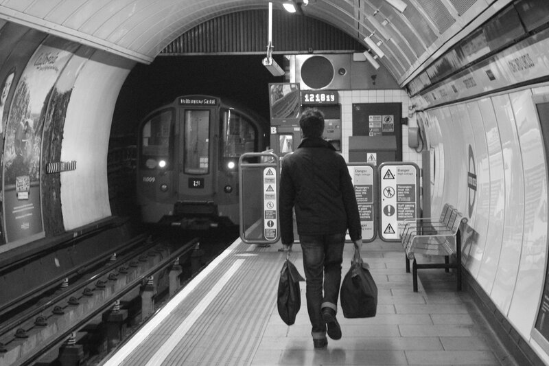 Person walking on subway platform