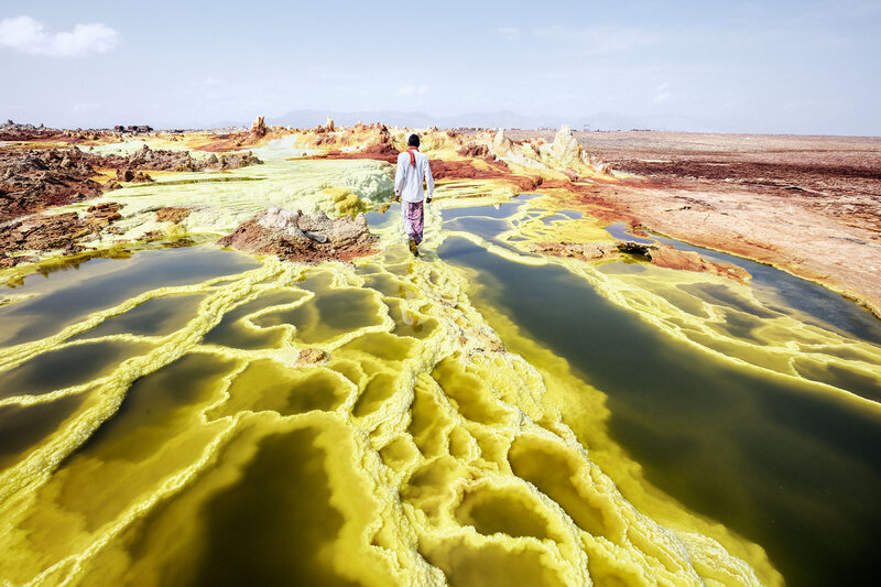 Person Walking on Sulfur