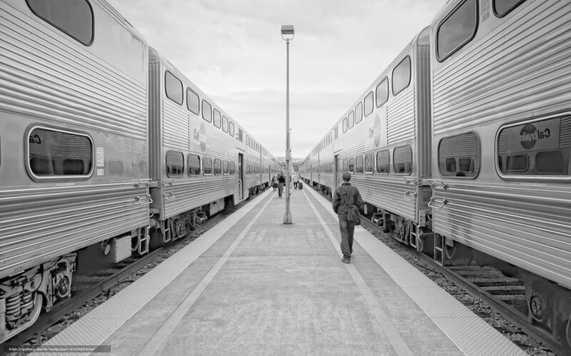 Person walking on train platform