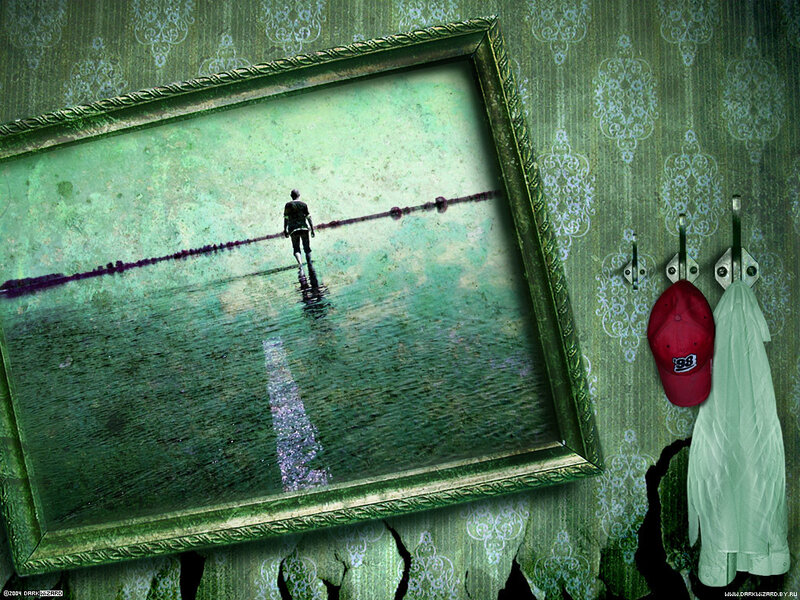 Person Walking on Water — Green, Dreamy