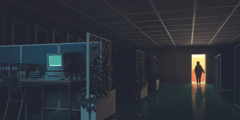 Person Walking Through Office