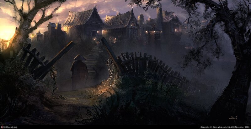 Person Walking to Village